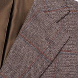 CESARE ATTOLINI Napoli Brown Windowpane Wool Cashmere Blazer Jacket 50 NEW US 40