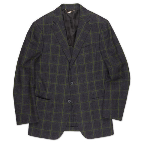 BESPOKE ATHENS Handmade Gray Windowpane Wool-Cotton Jacket EU 48 NEW US 38