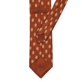 BRIONI Handmade Rust Micro-design Medallion Silk Tie NEW