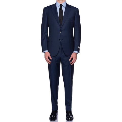 CANALI 1934 Navy Blue Jacquard Micro Patterned Wool Suit 56 NEW 46 2019-20 Model