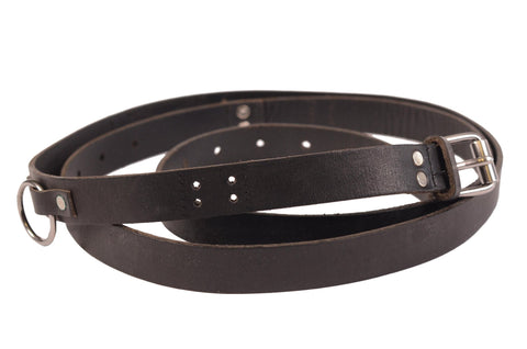 DIRK BIKKEMBERGS Black Leather Thin Long Belt with Tang Buckle Size 54/ 95cm/38"