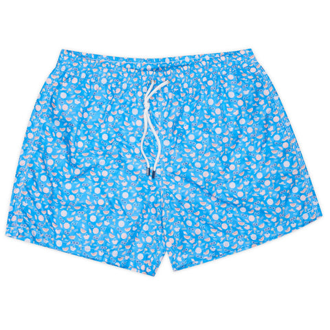 FEDELI Blue Beach Theme Print Madeira Airstop Swim Shorts Trunks NEW XL