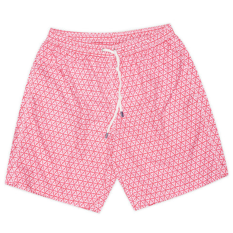 FEDELI Pink Triangle Print Positano Airstop Swim Shorts Trunks NEW Size M