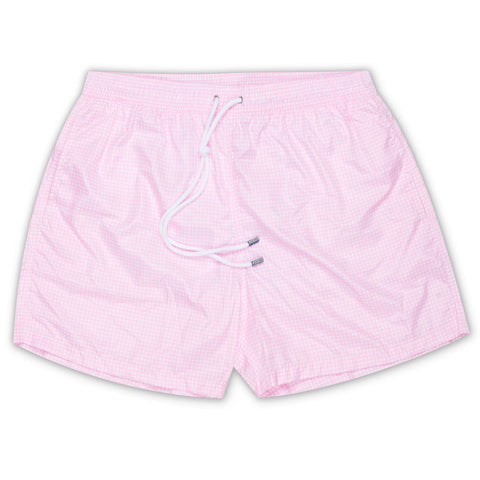 FEDELI Pink-White Geometric Printed Maldive Airstop Swim Shorts Trunks NEW L