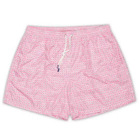 FEDELI Pink Floral Checkered Printed Madeira Airstop Swim Shorts Trunks NEW 2XL