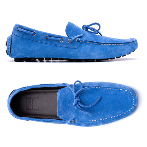 FEDELI "Hamilton" Blue Suede Loafers Driving Car Shoes Moccasins EU 44 NEW US 11