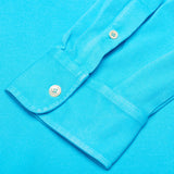 FEDELI "Steve" Solid Blue Cotton Pique Long Sleeve Polo Shirt EU 58 NEW US 3XL