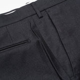 INCOTEX (Slowear) Charcoal Gray Wool Flannel Flat Front Dress Pants NEW Slim Fit