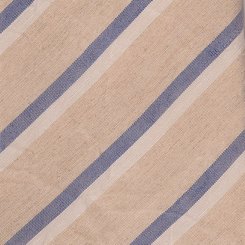 KITON Napoli Hand-Made Seven Fold Beige Regimental Striped Linen Tie NEW - SARTORIALE - 4