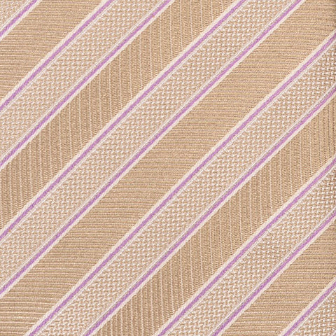KITON Napoli Hand-Made Seven Fold Beige Repp Striped Silk Tie NEW - SARTORIALE - 4