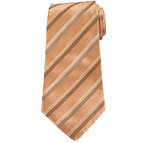 KITON Napoli Hand-Made Seven Fold Gold Repp Striped Silk Tie NEW