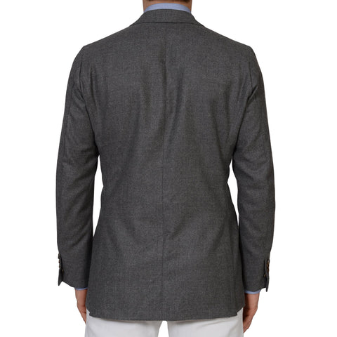 RUBINACCI Handmade Bespoke Gray Wool Flannel Blazer Jacket EU 50 US 38 40