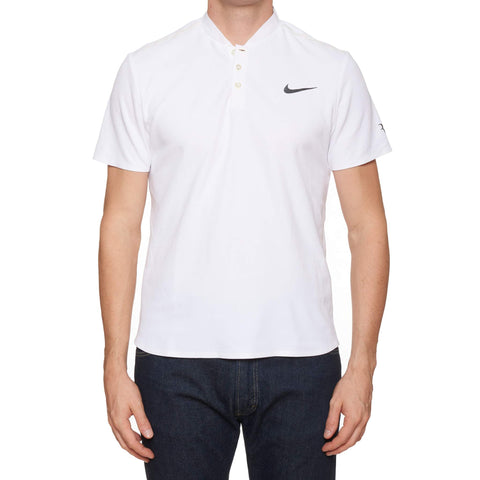 Rare RF NIKE Roger Federer Wimbledon 2017 White Tennis Henley Polo Shirt M