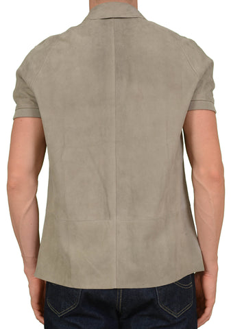 SERAPHIN France Goat Suede Leather Short Sleeve Shirt Jacket FR 50 NEW US M