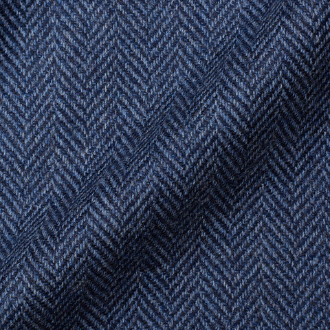 Sartoria CHIAIA Bespoke Blue Herringbone Wool-Cashmere Jacket EU 50 NEW US 40
