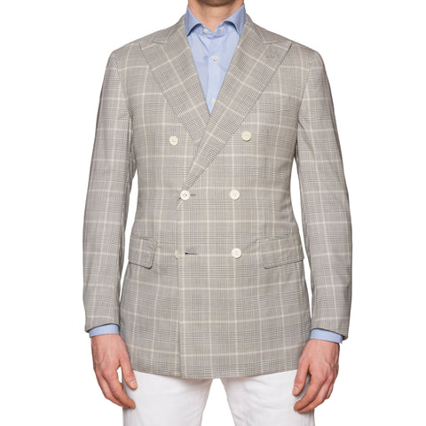 Sartoria PARTENOPEA Hand Made Gray Wool-Silk DB Jacket NEW Slim