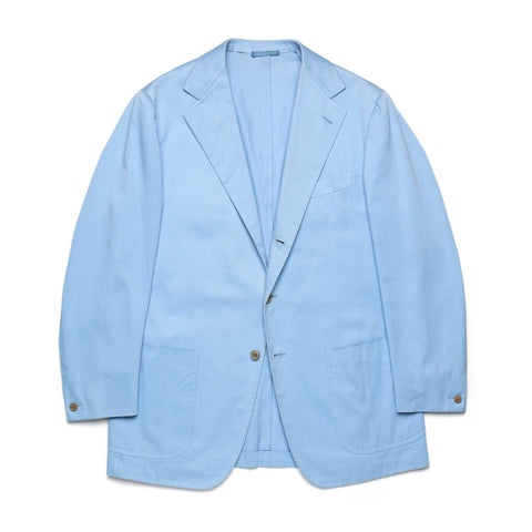 Sartoria PARTENOPEA Handmade Light Blue Cotton Unlined Blazer Jacket EU 52 US 42