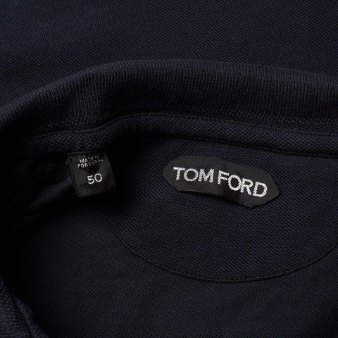 TOM FORD Navy Blue Cotton Tennis Piquet Garment Dyed Polo Shirt NEW