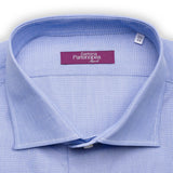 SARTORIA PARTENOPEA Solid Blue Cotton End on End Standard Cuff Dress Shirt NEW