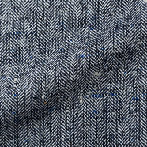 Sartoria CHIAIA Bespoke Handmade Gray Herringbone Linen Jacket EU 50 US 40