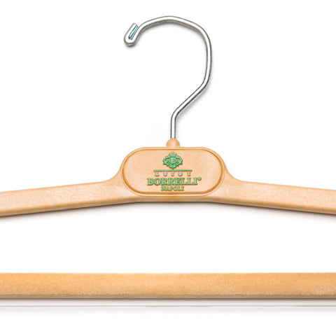 LUIGI BORRELLI Beige Plastic Wood Look Pants Hanger Flocked Bar Set of 5