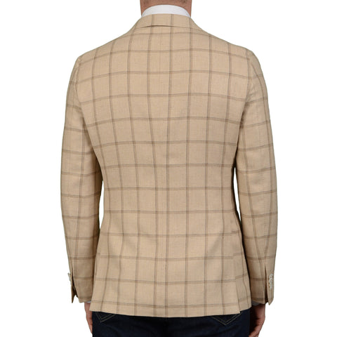 BOGLIOLI Milano "Hampton" Beige Plaid Silk-Linen Wool Blazer Jacket 48 NEW US 38