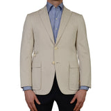 D'AVENZA "Curzio" Handmade Beige Herringbone Cotton Blazer Jacket 48 NEW US 38