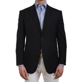 D'AVENZA Roma Handmade Black Wool Blazer Jacket EU 40 NEW US 50