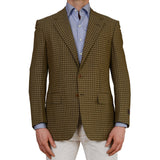 D'AVENZA Roma "Imperia" Handmade Olive Plaid Wool Blazer Jacket EU 50 NEW US 40