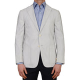 D'AVENZA Roma Light Pale Blue Silk Blend Unlined Blazer Jacket EU 50 NEW US 40