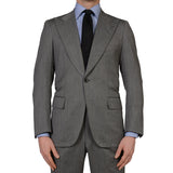 RUBINACCI Handmade Bespoke Gray Herringbone Wool Silk 1 Button Suit EU 48 US 38