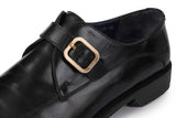 SALVATORE FERRAGAMO Black Leather Single Monk-Strap Dress Shoes US 11.5