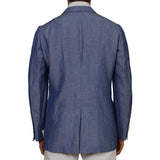 D'AVENZA Roma Handmade Blue Wool Linen Unlined Blazer Jacket EU 53 NEW US 43