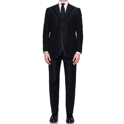 CESARE ATTOLINI Napoli Handmade Black Wool-Mohair Tuxedo Suit EU 50 NEW US 40