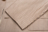 D'AVENZA Roma Handmade Beige Striped Linen Wool Cotton Jacket EU 50 NEW US 40