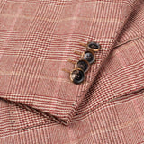 CESARE ATTOLINI Brick Red Prince of Wales Cashmere Silk Blazer Jacket 50 NEW 40