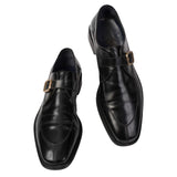 SALVATORE FERRAGAMO Black Leather Single Monk-Strap Dress Shoes US 11.5