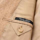CESARE ATTOLINI Napoli Handmade Tan Herringbone Cashmere Blazer Jacket NEW Short
