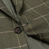 CESARE ATTOLINI Napoli Green Windowpane Wool Silk Linen Blazer Jacket 50 NEW 40