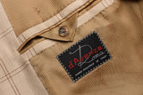 D'AVENZA Beige Herringbone Plaid Camelhair Linen Silk Blazer Jacket 52 NEW US 42