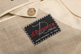 D'AVENZA Roma Handmade Beige Plaid Wool Silk Linen Blazer Jacket 50 NEW US 40