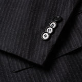 CESARE ATTOLINI Black Striped Wool Super 120's Cashmere Flannel Suit 52 NEW 42