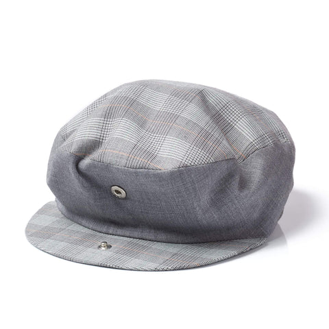 AERO France Gray Prince of Wales Wool Blend Snap Flat Cap Size 56 / S