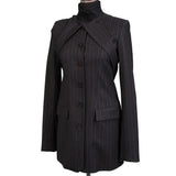 ALEXANDER WANG Gray Striped Wool Silk Lined Blazer Jacket Coat NEW US 4