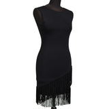 AZZARO Paris Black "Grandiose" Fringed Cocktail Dress Size FR 36 US 6
