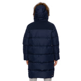 COLMAR Blue Down-Feather Fur Trimmed Hooded Parka Jacket Coat 46 NEW XS