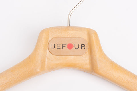 BEFOUR Beige Plastic Wood Look Coat Hanger Set of 5 Size 46/XL