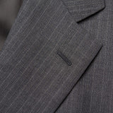 BELVEST Hand Made Gray Pinstriped Super 100's Wool Suit EU 56 NEW US 46