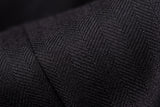 BERNINI Handmade Black Herringbone Wool Super 120's Suit EU 56 NEW US 46 Long