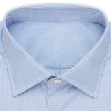 BESPOKE ATHENS Light Blue Hairline Striped Cotton Dress Shirt EU 42 NEW US 16.5